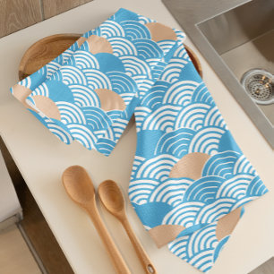 Paño De Cocina Olas y Sol Naciente Japoneses Modernos Seigaiha