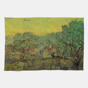 Paño De Cocina Olivar con figuras cosechando, Vincent van Gogh