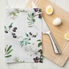 Paño De Cocina Olivas, Toscana, flores, Mediterráneo, verano