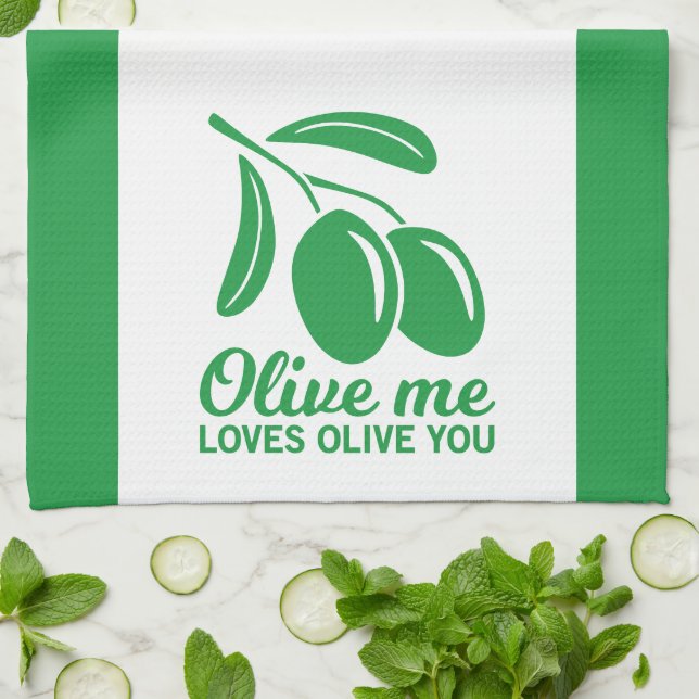 Paño De Cocina Olive me love Olive you (Doblado)