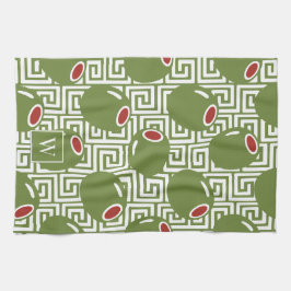 Paño De Cocina Olive Mediterranean Greek Key 