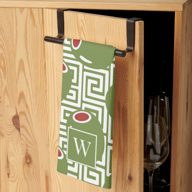 Paño De Cocina Olive Mediterranean Greek Key  (Pliegue de tercios)