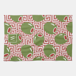 Paño De Cocina Olive Mediterranean Greek Key 