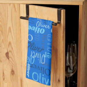 Paño De Cocina Oliver tonos de nombres personalizados de azul