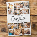 Paño De Cocina Oma, te queremos, corazón, Collage de fotos modern<br><div class="desc">¡Te queremos, Oma! Pequeña y moderna toalla de cocina de colección de fotos de la familia de personalizados para mostrar a la abuela lo mucho que le encanta. Nos encanta este diseño de escritura con letras a mano con un corazón floreciente, lo que hace de esto un sincero regalo de...</div>