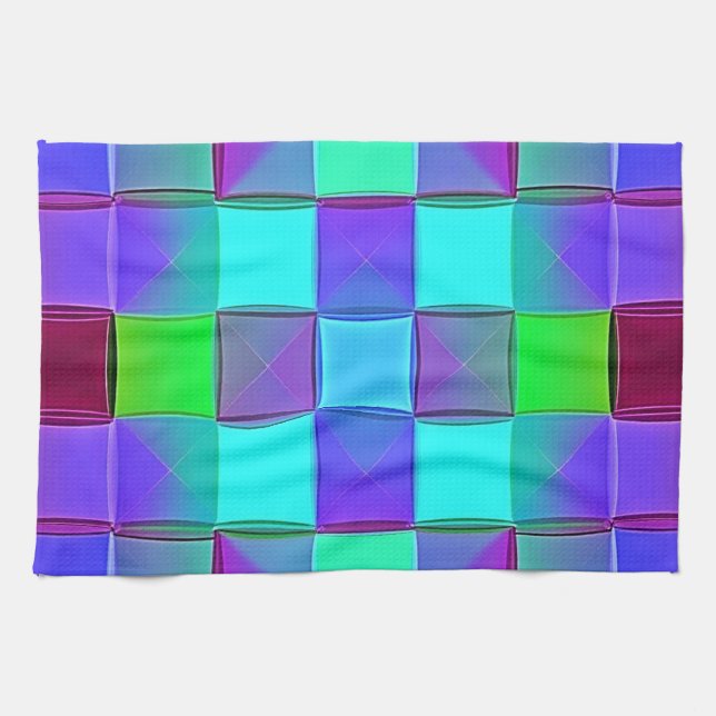 Paño De Cocina Ondas de luz geométrica vibrante (Horizontal)
