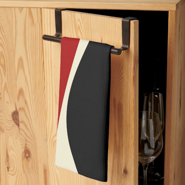 Paño De Cocina Ondas simples 2 en rojo y crema (Pliegue de tercios)