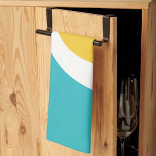 Paño De Cocina Ondas simples 3 - Turquesa y Amarilla