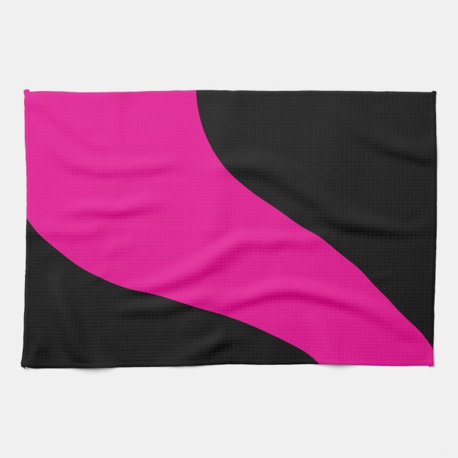 Paño De Cocina Ondas simples en magenta y negro (Horizontal)