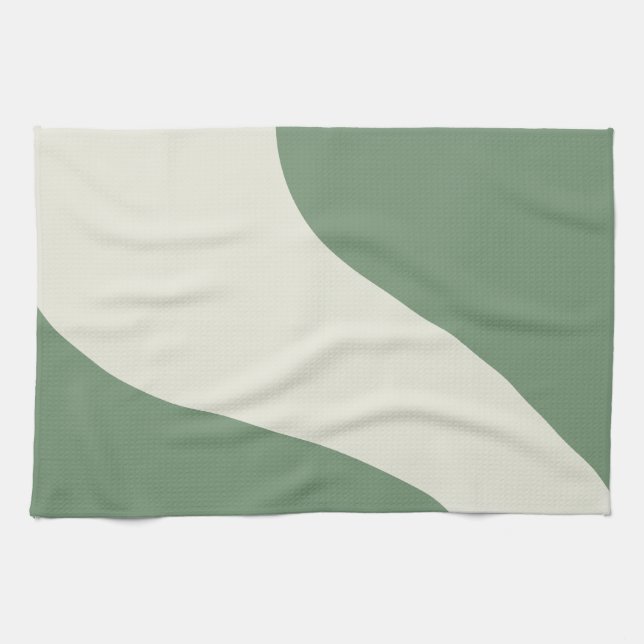Paño De Cocina Ondas simples en verde (Horizontal)