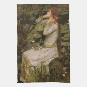 Paño De Cocina Ophelia por el estanque de John William Waterhouse