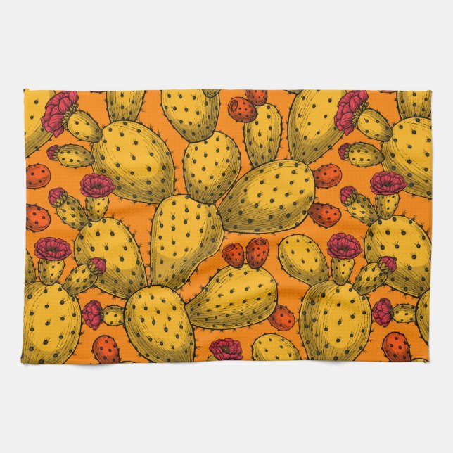 Paño De Cocina Opuntia florida en amarillo (Horizontal)