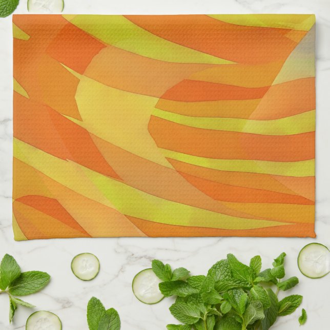 Paño De Cocina Orange Abstract Art Lines and Curves Towel (Doblado)
