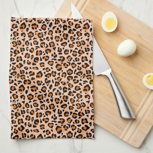 Paño De Cocina Orange and Brown Leopard Print (Doblado Cuarto)