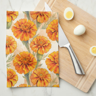 Paño De Cocina Orange marigold flowers pattern