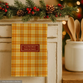 Paño De Cocina Orange Red Custom Name Hand Towel Autumnal Plaid