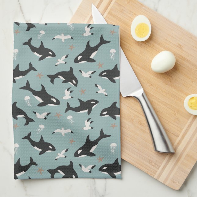 Paño De Cocina Orca Whales (Doblado Cuarto)