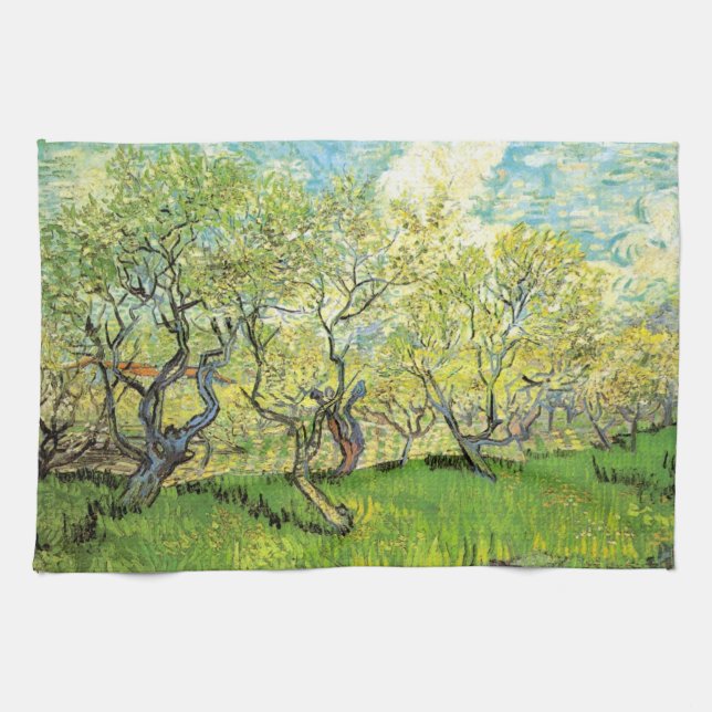 Paño De Cocina Orchard en flor por Vincent van Gogh (Horizontal)