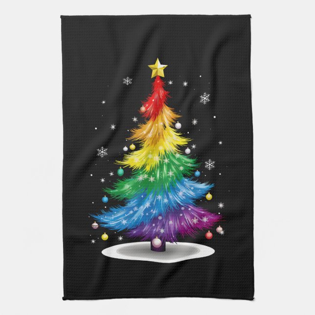 Paño De Cocina Orgullo gay LGBT Arcoiris Navidad Feliz Navidad (Vertical)