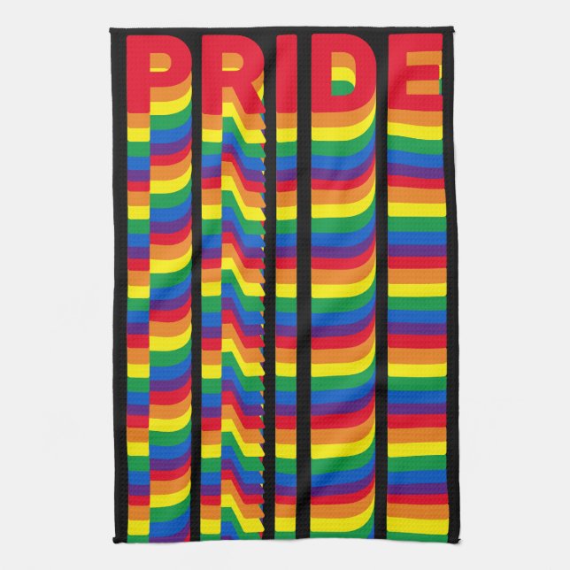 Paño De Cocina Orgullo lgbt lgbtq gay bandera patrón negro (Vertical)