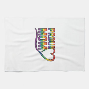 Paño De Cocina Orgullosa Mamá Corazón Arcoíris Diseño de Grabado