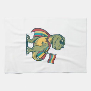 Paño De Cocina Orgulloso Diseño de Camiseta de Dinosaurio Vectori