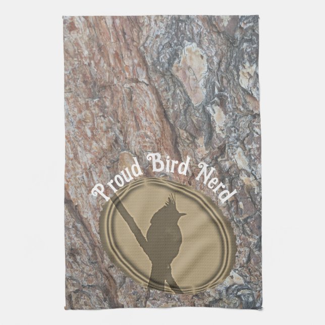 Paño De Cocina Orgulloso pájaro Nerd Silhouette Brown Green Birde (Vertical)