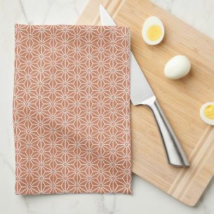 Paño De Cocina Oriental Beige Ensyucha Asanoha Patrón Japón