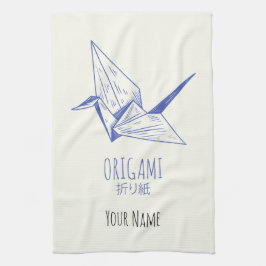 Paño De Cocina Origami Art Japonés Doble Art Retro Crane