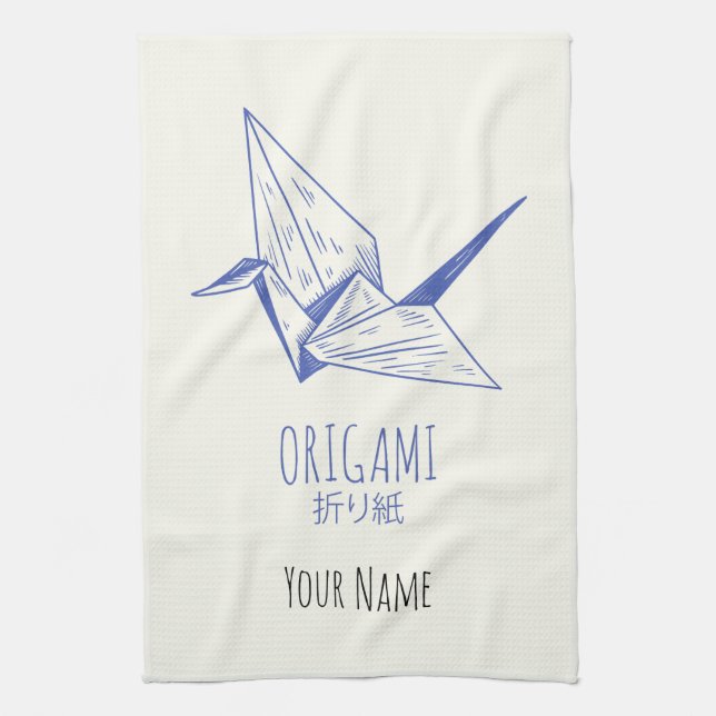 Paño De Cocina Origami Art Japonés Doble Art Retro Crane (Vertical)