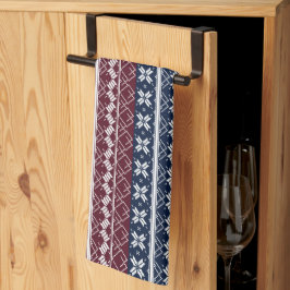 Paño De Cocina Ornamento escandinavo en azul, burdeos