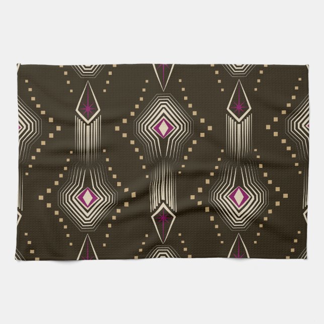 Paño De Cocina Ornamento geométrico del Art Deco Antiguo (Horizontal)