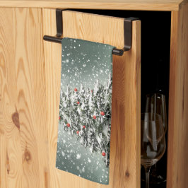 Paño De Cocina Ornamentos de color verde del árbol de Navidad Nie