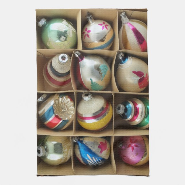 Paño De Cocina Ornamentos de Navidad, cosecha, vidrio, favoritos (Vertical)