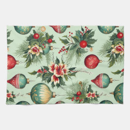 Paño De Cocina Ornamentos de vacaciones retro de bonito, Navidade