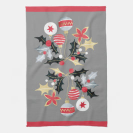 Paño De Cocina Ornamentos modernos de oro rojo y plata gris