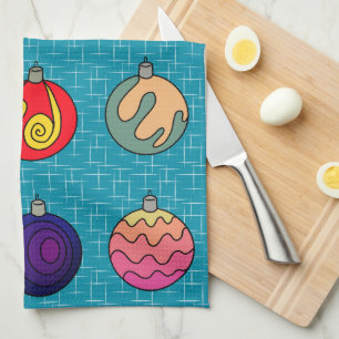 Paño De Cocina Ornamentos navideños colores brillantes diseños di