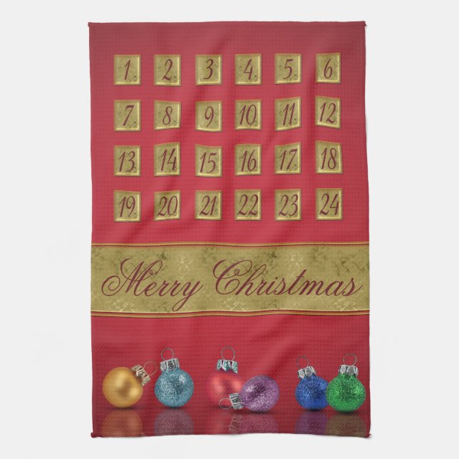 Paño De Cocina Ornamentos navideños de calendario anticipado (Vertical)