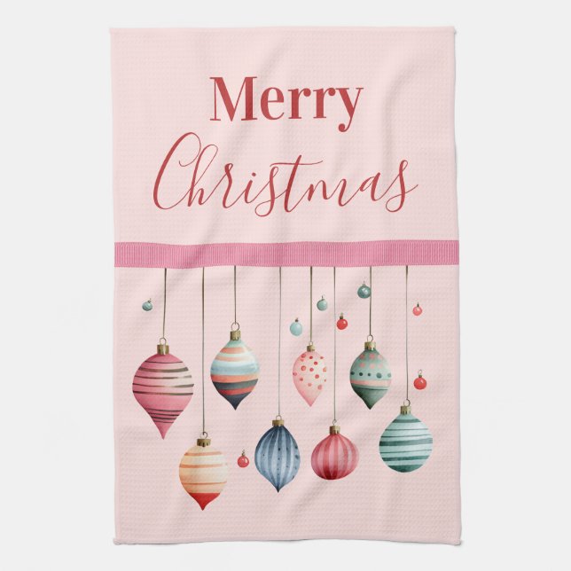 Paño De Cocina Ornamentos navideños de Victoria (Vertical)