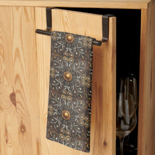 Paño De Cocina Ornate Scrollwork con Golden Center 4