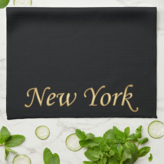 Paño De Cocina Oro de Nueva York - Sobre negro