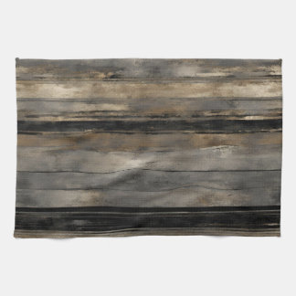 Paño De Cocina Oro negro angustiado y franja gris