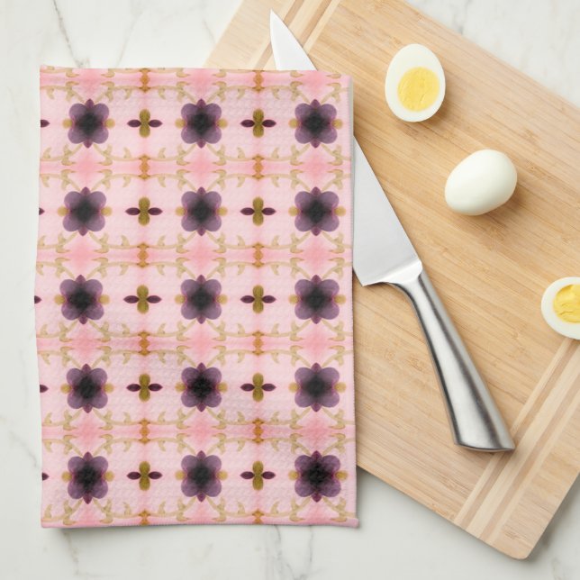 Paño De Cocina Oro Púrpura Y Rosa (Doblado Cuarto)