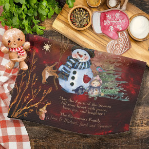 Paño De Cocina ORO ROJO Feliz Navidad, personajes bonitos