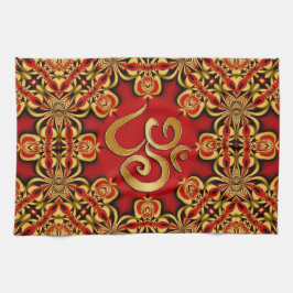 Paño De Cocina Oro Rojo Oriental OM Ropa de té de cocina