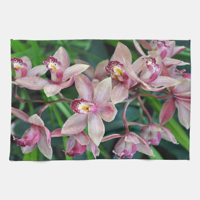 Paño De Cocina Orquídeas de polilla rosa (Horizontal)