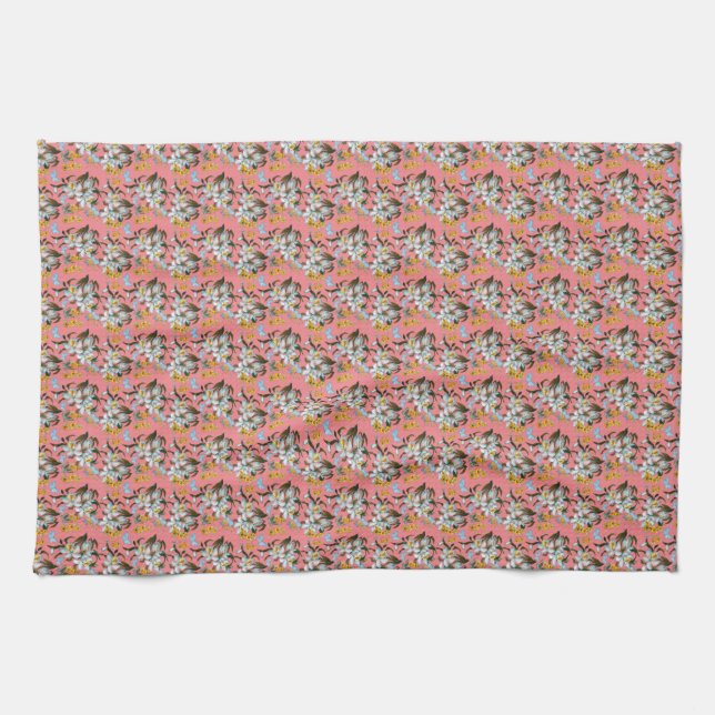 Paño De Cocina Orquídeas Mariposas Rosa Botánica (Horizontal)