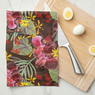 Paño De Cocina orquídeas rojas.
