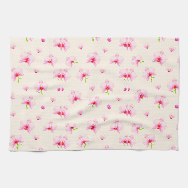 Paño De Cocina Orquídeas rosadas pastel (Horizontal)