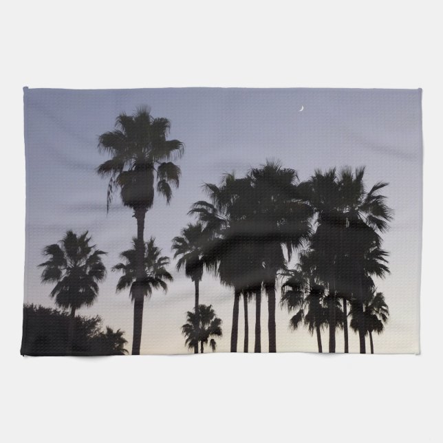 Paño De Cocina Oscuro con la escena tropical de palmeras (Horizontal)